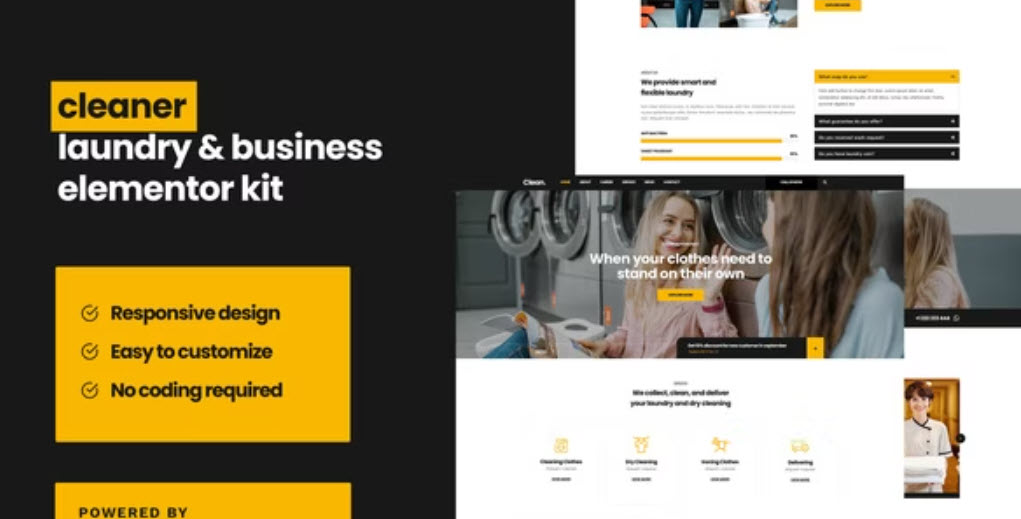 Cleaner Laundry Business Elementor Template Kit