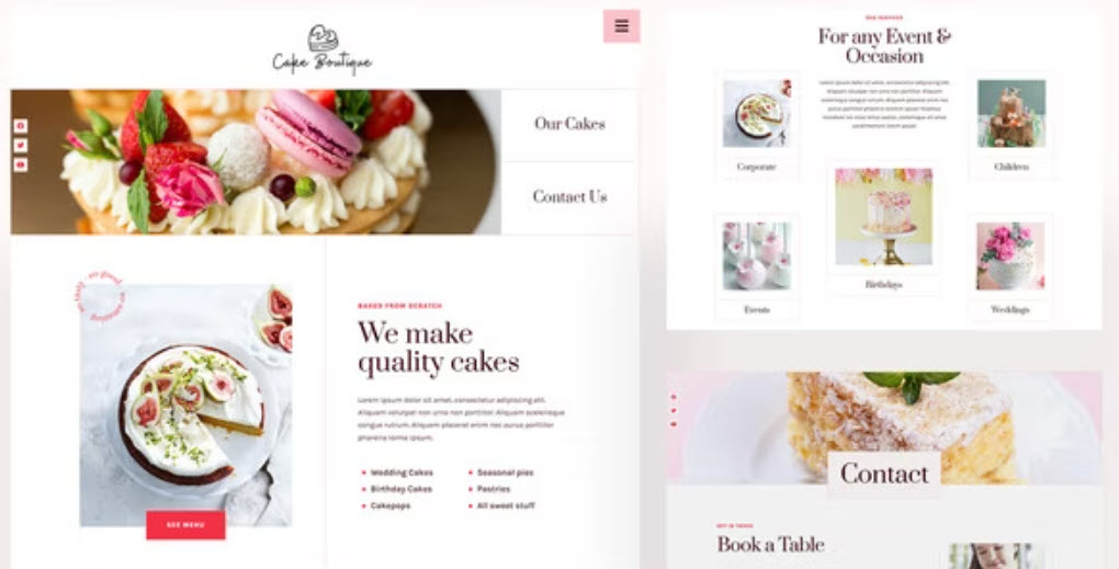 Cake Boutique Cake Elementor Template Kit