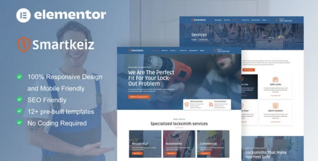 Smartkeiz Locksmith Service Elementor Template Kit