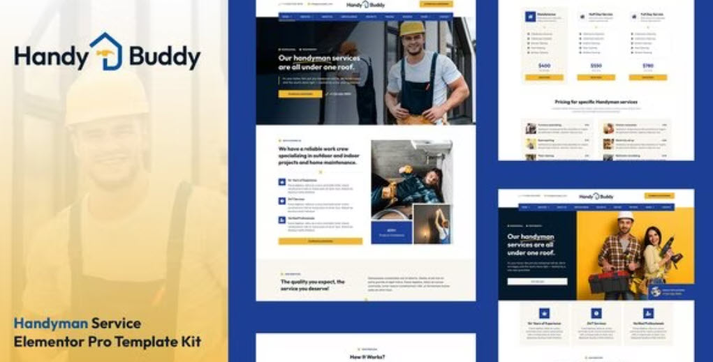Handy Buddy Handyman Services Elementor Pro Template Kit