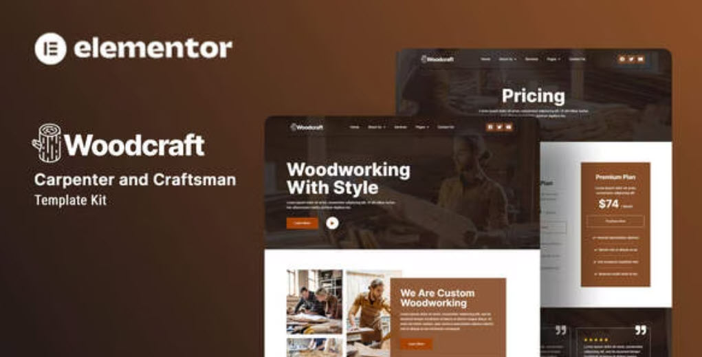 Woodcraft Carpenter & Craftsman Elementor Template Kit