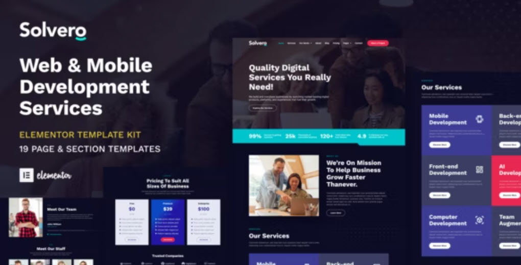 Solvero Web & Mobile Development Service Elementor Template Kit