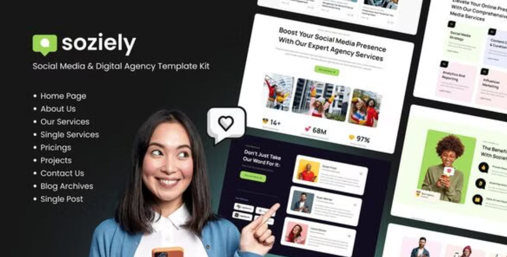 Soziely | Social Media & Digital Marketing Agency Elementor Template Kit