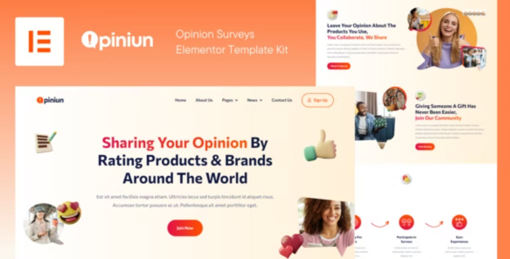 Opiniun Opinion Surveys Elementor Template Kit