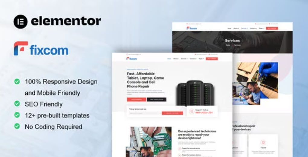 Fixcom Mobile Phone & Computer Repair Elementor Template Kit
