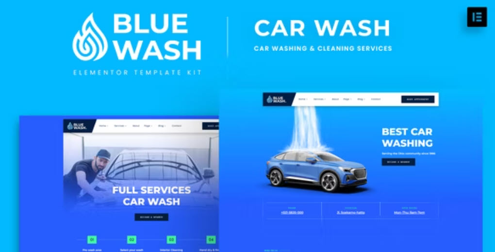 Bluewash Car Washing & Cleaning Services Template Kit