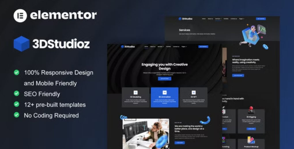 3dstudioz 3D Design & Animation Studio Elementor Template Kit