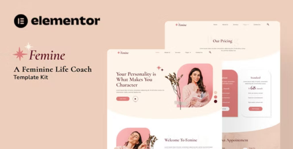 Femine Feminine Life Coach Elementor Template Kit