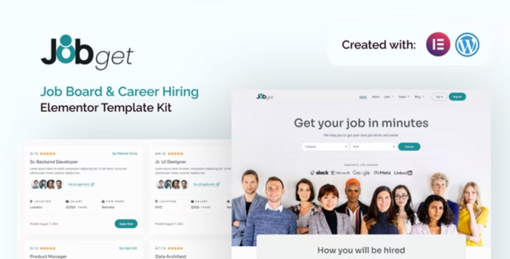 Jobget Job Board & Career Hiring Elementor Template Kit