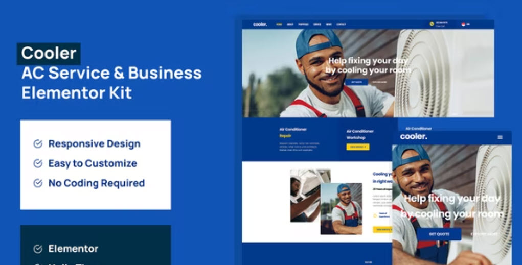 Cooler AC Service & Business Elementor Pro Template Kit