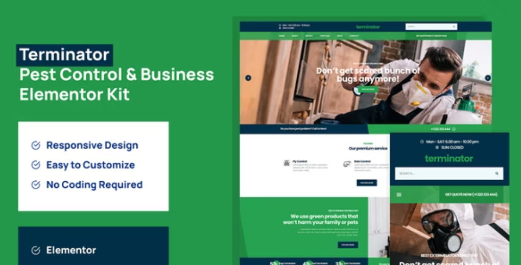 Terminator Business & Pest Control Elementor Pro Template Kit