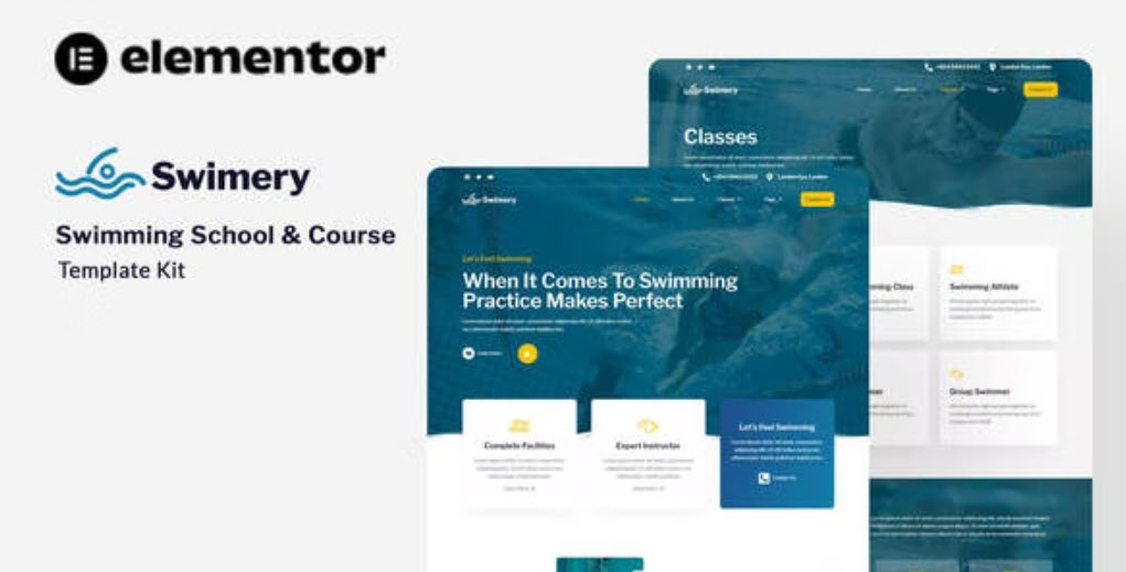 Swimery Swimming School & Course Elementor Template Kit