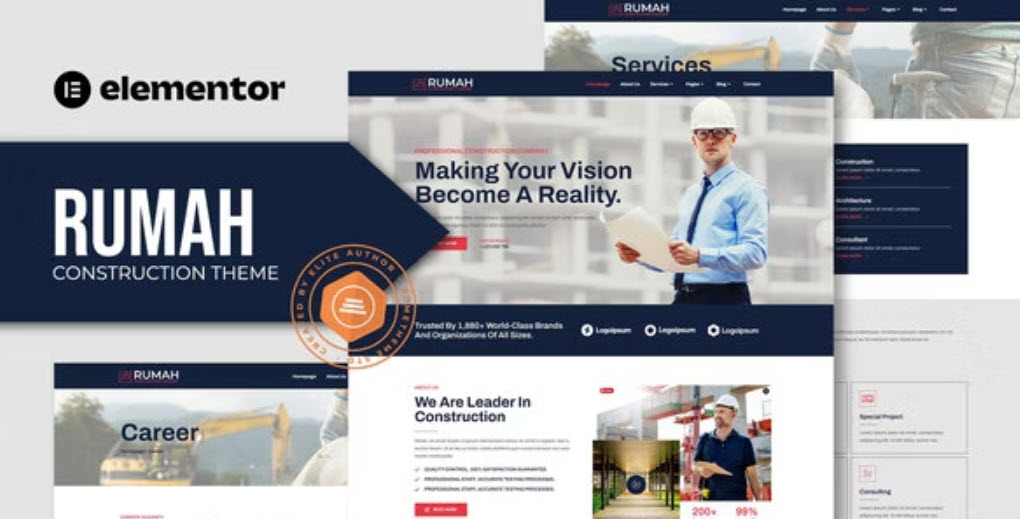 Rumah Construction Theme Elementor Template Kit