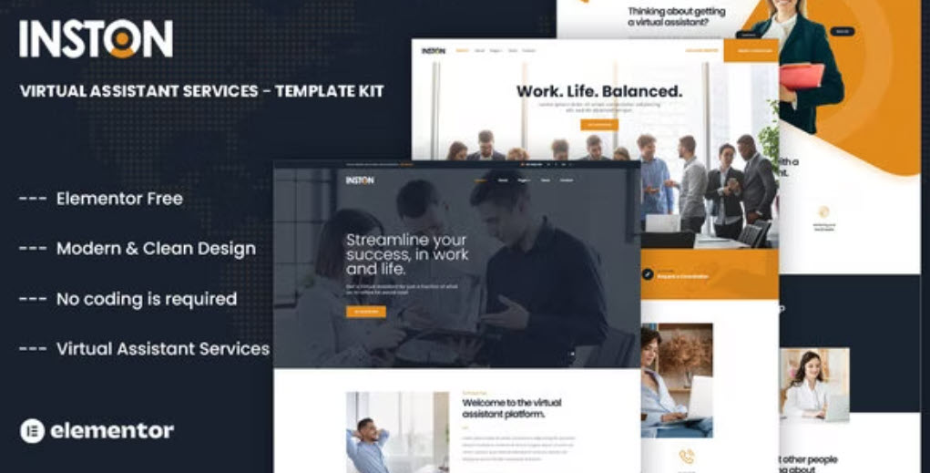 Inston Virtual Assistant Services Elementor Template Kit