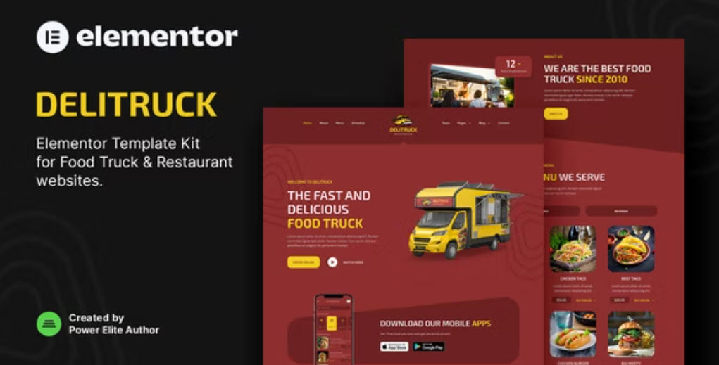 Delitruck – Food Truck & Restaurant Elementor Template Kit