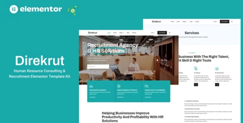 Direkrut Human Resource Consulting and Recruitment Elementor Template Kit
