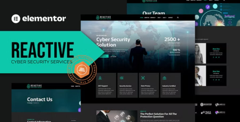 Reactive Cyber Security Services Elementor Template Kit