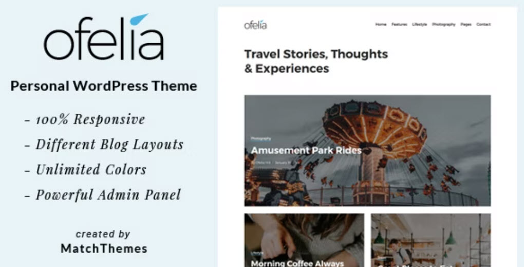 Ofelia Travel Personal WordPress Blog Theme