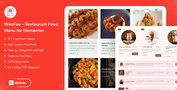 WooFoo Restaurant Food Menu for Elementor