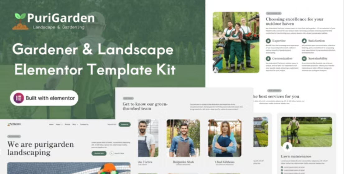 PuriGarden Gardener & Landscape Elementor Template Kit