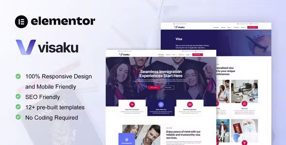 Visaku Immigration & Visa Consulting Elementor Pro Template Kit