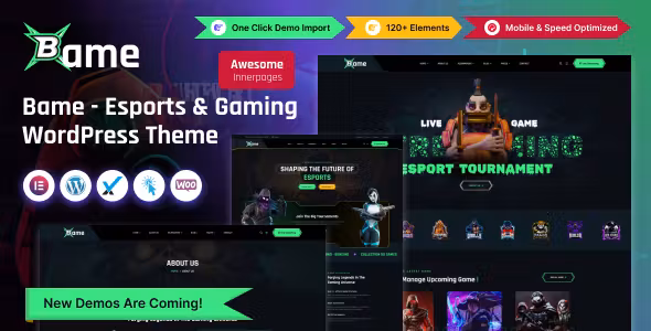 Bame eSports and Gaming WordPress Theme