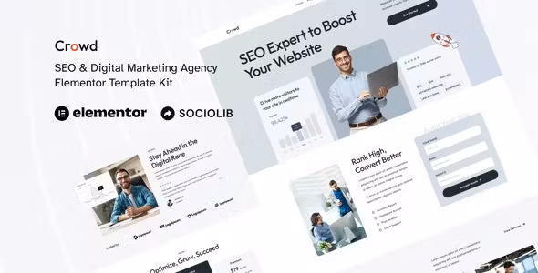 Crowd SEO & Digital Marketing Agency Elementor Template Kit