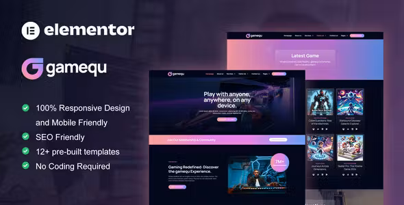 Gamequ Game Publisher Elementor Pro Template Kit