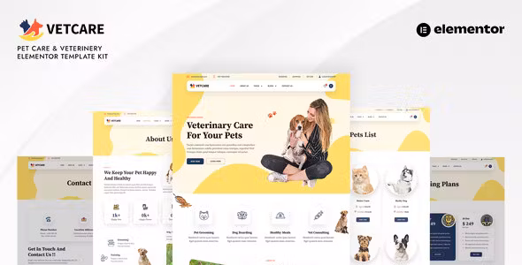 Vetcare Pet Care & Veterinary Elementor Pro Template Kit