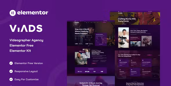 Viads Videographer Agency Elementor Template Kit