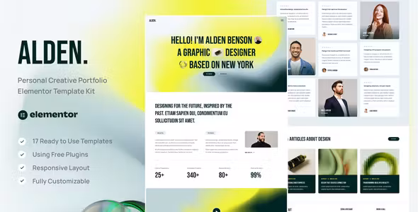 Alden Personal Creative Portfolio Elementor Template Kit