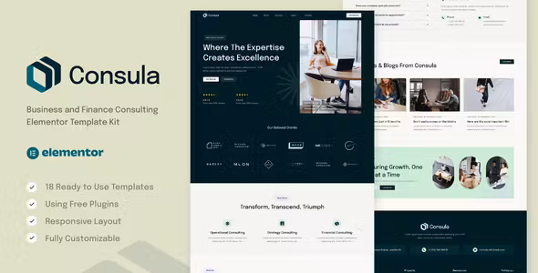 Consula Business and Finance Consulting Elementor Template Kit