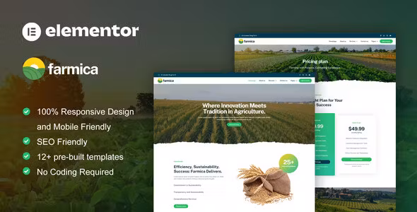 Farmica Agriculture & Organic Farming Elementor Pro Template Kit