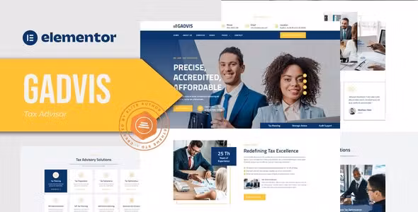 Gadvis Tax Advisor & Financial Consulting Elementor Template Kit