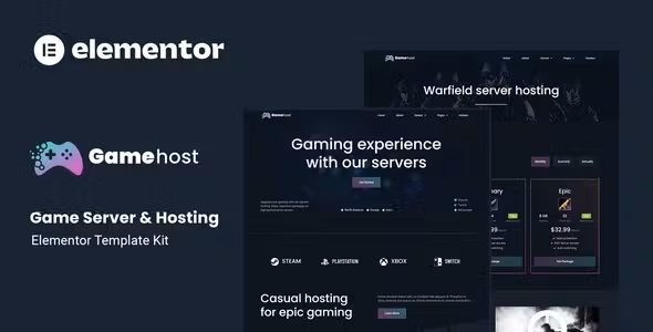 Gamehost Game Server & Hosting Elementor Template Kit