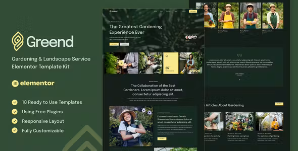 Greend Gardening & Landscape Service Elementor Template Kit