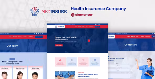 MedInsure Health Insurance Company Elementor Pro Template Kit