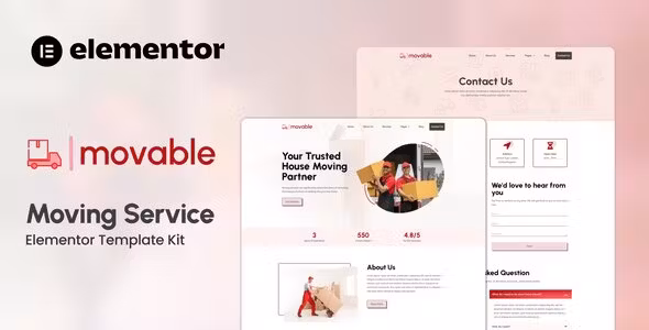 Movable Moving Service Elementor Template Kit