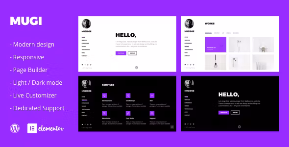 Mugi Personal Portfolio & Resume WordPress Theme