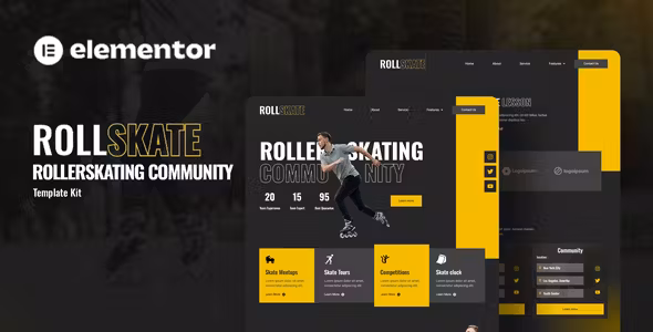 Rollskate Rollerskating Community Elementor Template Kit
