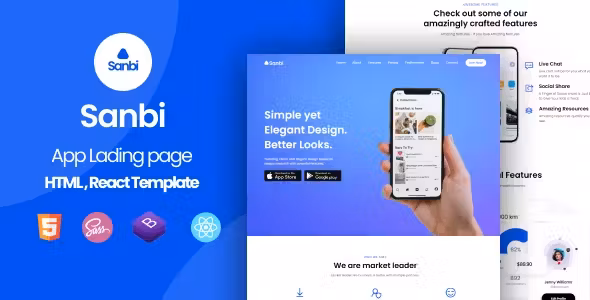 Sanbi App Landing Page WordPress Theme