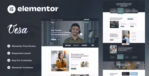 Vesa Virtual Assistant Business Elementor Template Kit