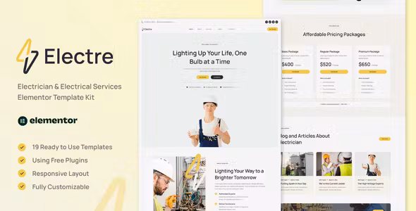 Electre Electrician & Electrical Services Elementor Template Kit