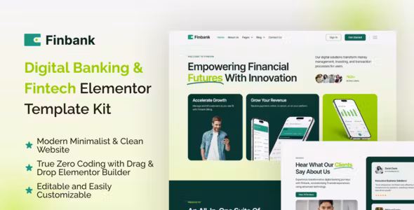 Finbank Digital Banking & Fintech Elementor Template Kit