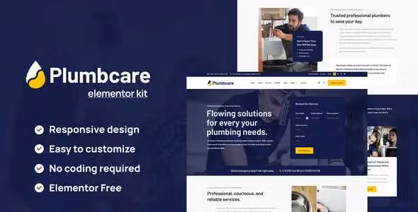 PlumbCare Plumbing Service Elementor Template Kit
