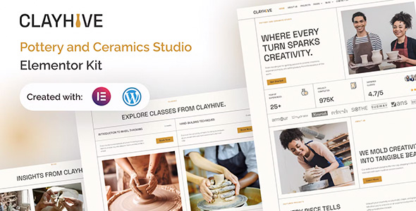 ClayHive Pottery & Ceramics Studio Elementor Kit