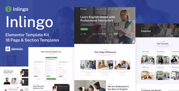 Inlingo Professional English Course Elementor Template Kit