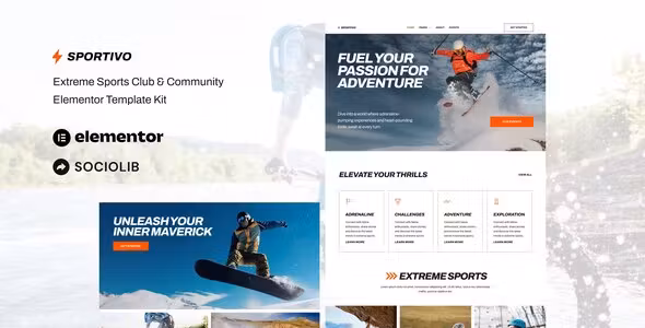 Sportivo Extreme Sports Club & Community Elementor Template Kit