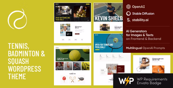 Racquet Tennis, Badminton & Squash WordPress Theme