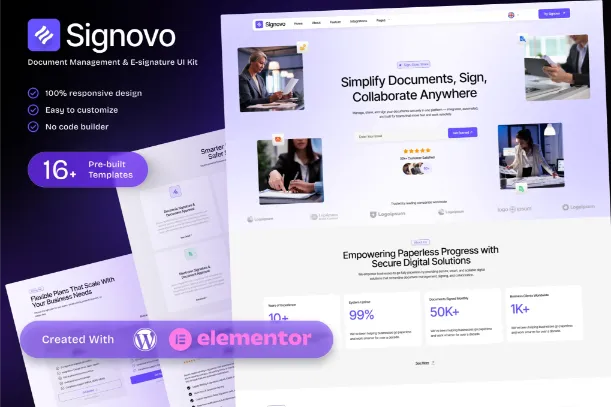 Signovo – SaaS Elementor Template Kit